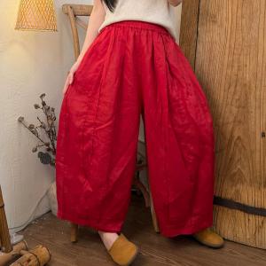 Thick Ramie Casual Cozy Barrel Pants