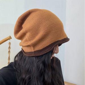 Contrast Colors Knitting Slouchy Beanie
