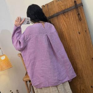 Autumn Chic Loose Linen Lavender Tunic