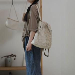Oriental Embroidery Linen Designer Backpacks