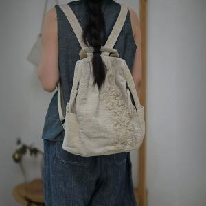 Oriental Embroidery Linen Designer Backpacks