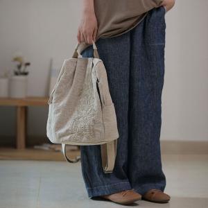 Oriental Embroidery Linen Designer Backpacks