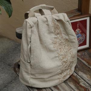 Oriental Embroidery Linen Designer Backpacks