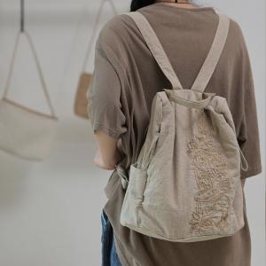 Oriental Embroidery Linen Designer Backpacks