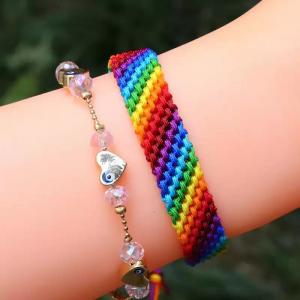 Colorful Handmade Braided Rainbow Friendship Wristband Bracelet