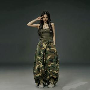 High Rise Camo Barrel Jeans for Women