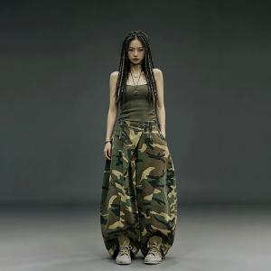 High Rise Camo Barrel Jeans for Women