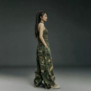 High Rise Camo Barrel Jeans for Women