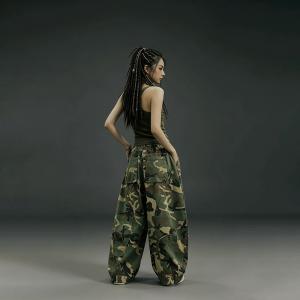 High Rise Camo Barrel Jeans for Women