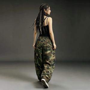 Casual Drawstring Waist Camo Jeans for Women