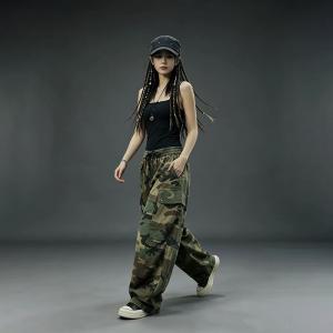 Casual Drawstring Waist Camo Jeans for Women