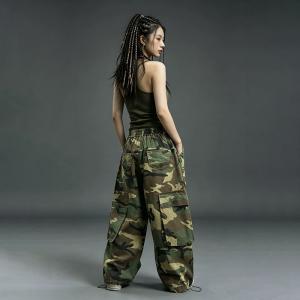 Front Pockets High Rise Camo Cargo Jeans