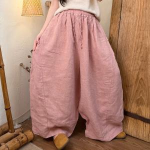 Travel Must-Have Plain Linen Wide Leg Pants