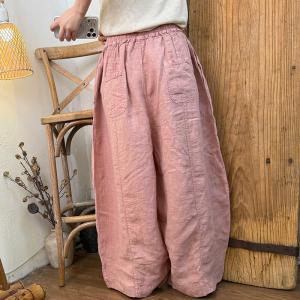 Travel Must-Have Plain Linen Wide Leg Pants