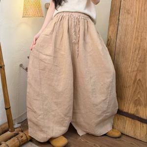 Travel Must-Have Plain Linen Wide Leg Pants