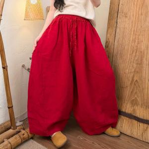 Travel Must-Have Plain Linen Wide Leg Pants