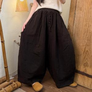 Travel Must-Have Plain Linen Wide Leg Pants