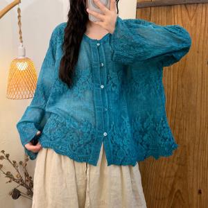 Flare Sleeves Cotton Elegant Embroidered Blouse