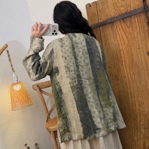 Comfort Linen Flowers Patterned Midi Blazer