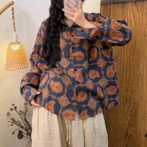 Business Chic Linen Printed Ladies Shirt