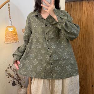 Business Chic Linen Printed Ladies Shirt