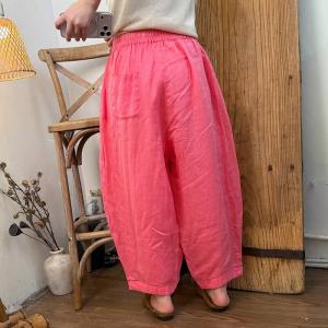 Pop Colors Large Size Ramie Resort Harem Pants