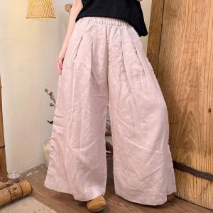 Business Chic Linen Pleated Wide Leg Pants