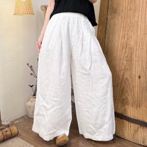 Business Chic Linen Pleated Wide Leg Pants