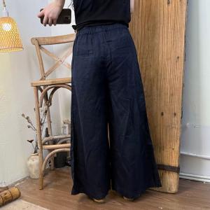 Business Chic Linen Pleated Wide Leg Pants