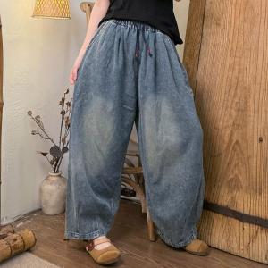 Faded Color High Rise Baggy Jeans for Women
