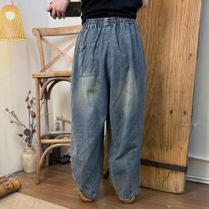 Faded Color High Rise Baggy Jeans for Women