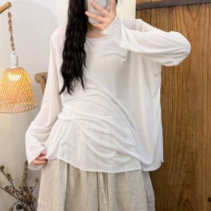Casual Versatile Long Sleevels Breathable Knitting T-Shirt
