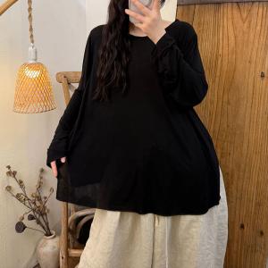 Casual Versatile Long Sleevels Breathable Knitting T-Shirt