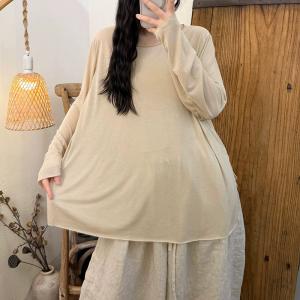 Casual Versatile Long Sleevels Breathable Knitting T-Shirt