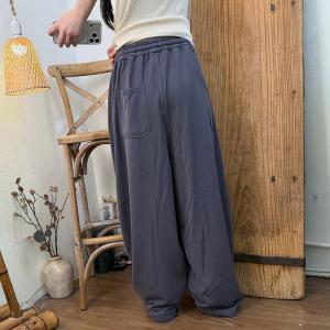Drawstring Waist Cotton Long Sweat Pants for Women