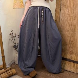 Drawstring Waist Cotton Long Sweat Pants for Women