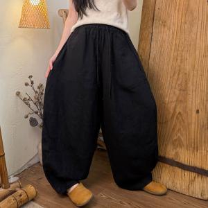Resort Fashion Linen Drawstring Barrel Pants