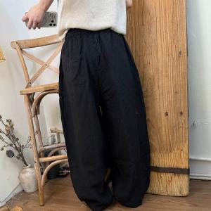 Resort Fashion Linen Drawstring Barrel Pants