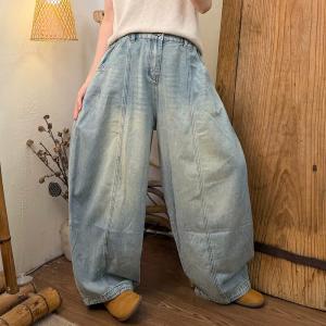 Street Style High Rise Barrel Jeans for Women