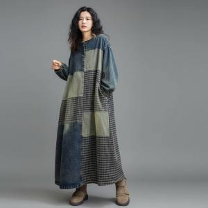 Patchwork Deisgn Plus Size Denim Shift Dress