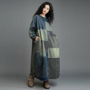 Patchwork Deisgn Plus Size Denim Shift Dress