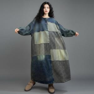 Patchwork Deisgn Plus Size Denim Shift Dress