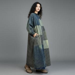 Patchwork Deisgn Plus Size Denim Shift Dress