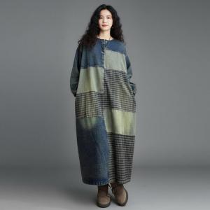 Patchwork Deisgn Plus Size Denim Shift Dress