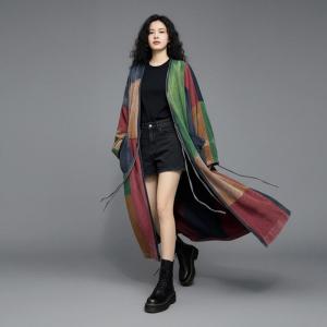 City Chic Colorful Cotton Long Cardigan Coat