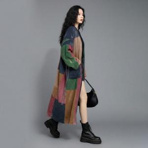 City Chic Colorful Cotton Long Cardigan Coat