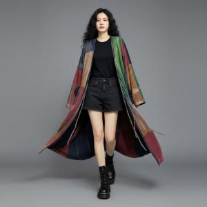 City Chic Colorful Cotton Long Cardigan Coat