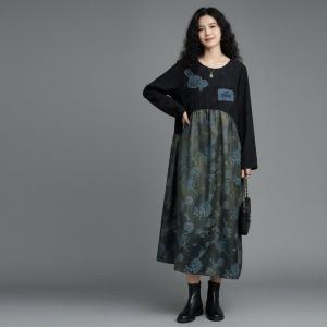 Applique Long Sleeve Jacquard Dress