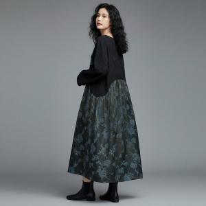 Applique Long Sleeve Jacquard Dress