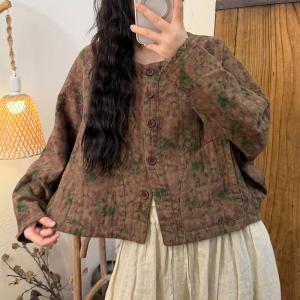 Ethnic Patterned Linen Short Coat
